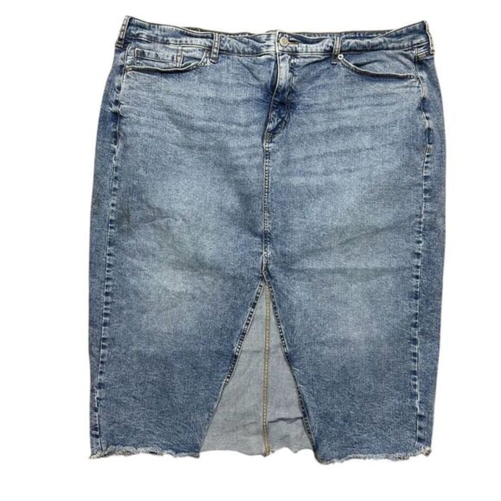 torrid Washed Blue Denim Midi Skirt with Front Slit